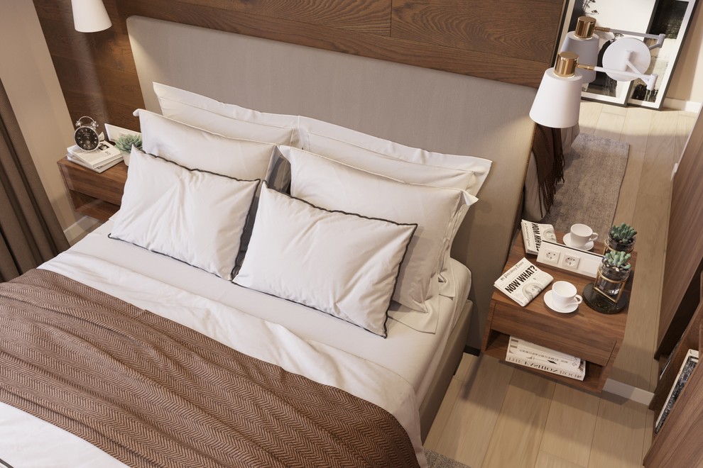 Обложка проекта: Спальня в деревянной отделке