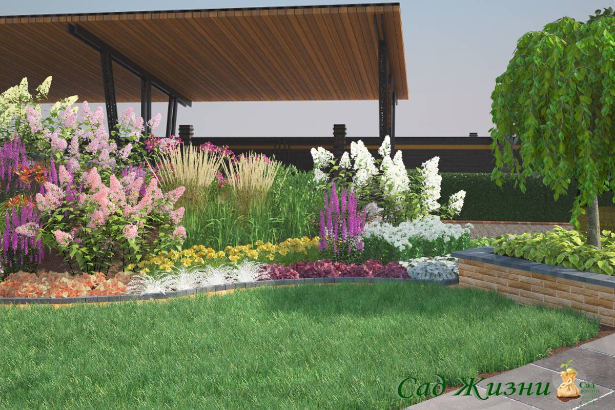 Большой миксбордер на участке в Манушкино, Спб