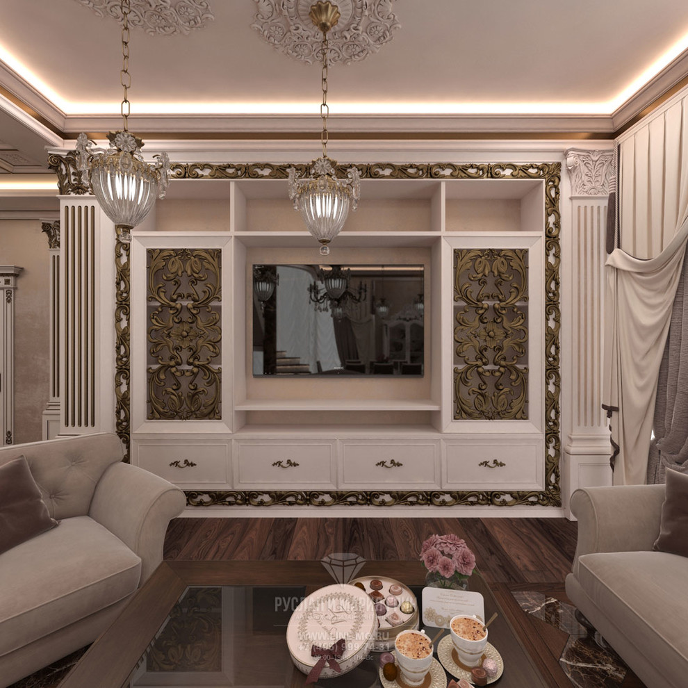 ДИЗАЙН ГОСТИНОЙ В КЛАССИЧЕСКОМ СТИЛЕ В ДОМЕ НА МОСФИЛЬМОВСКОЙ