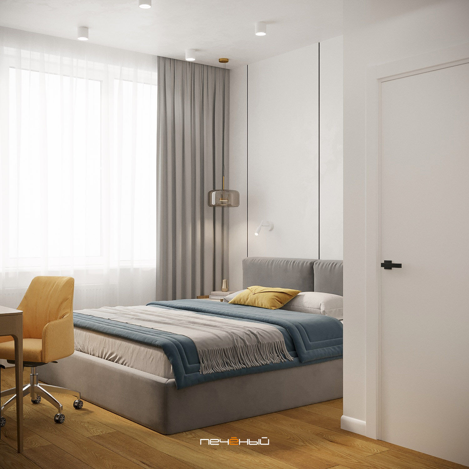 2025 Дизайн 1-комнатной квартиры 55 м² в современном стиле, Москва, ЖК Лица