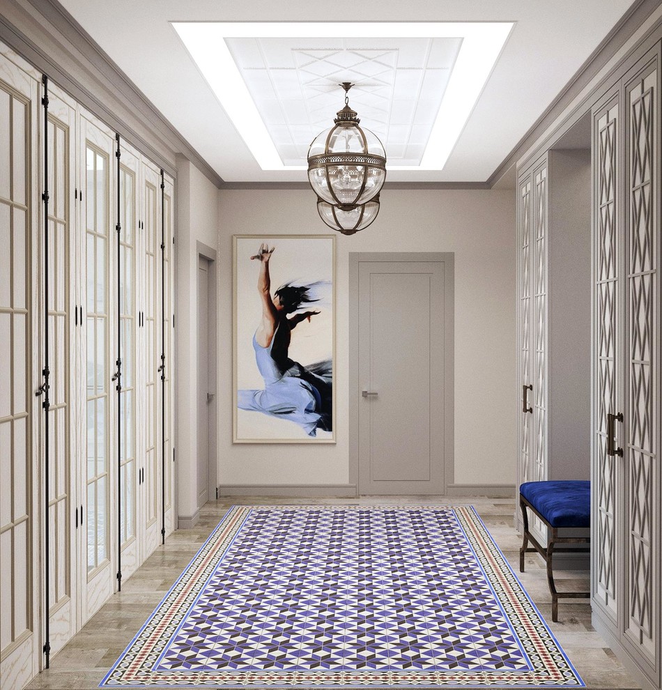 Неоклассический интерьер трехкомнатной квартиры для ЖК Покровский