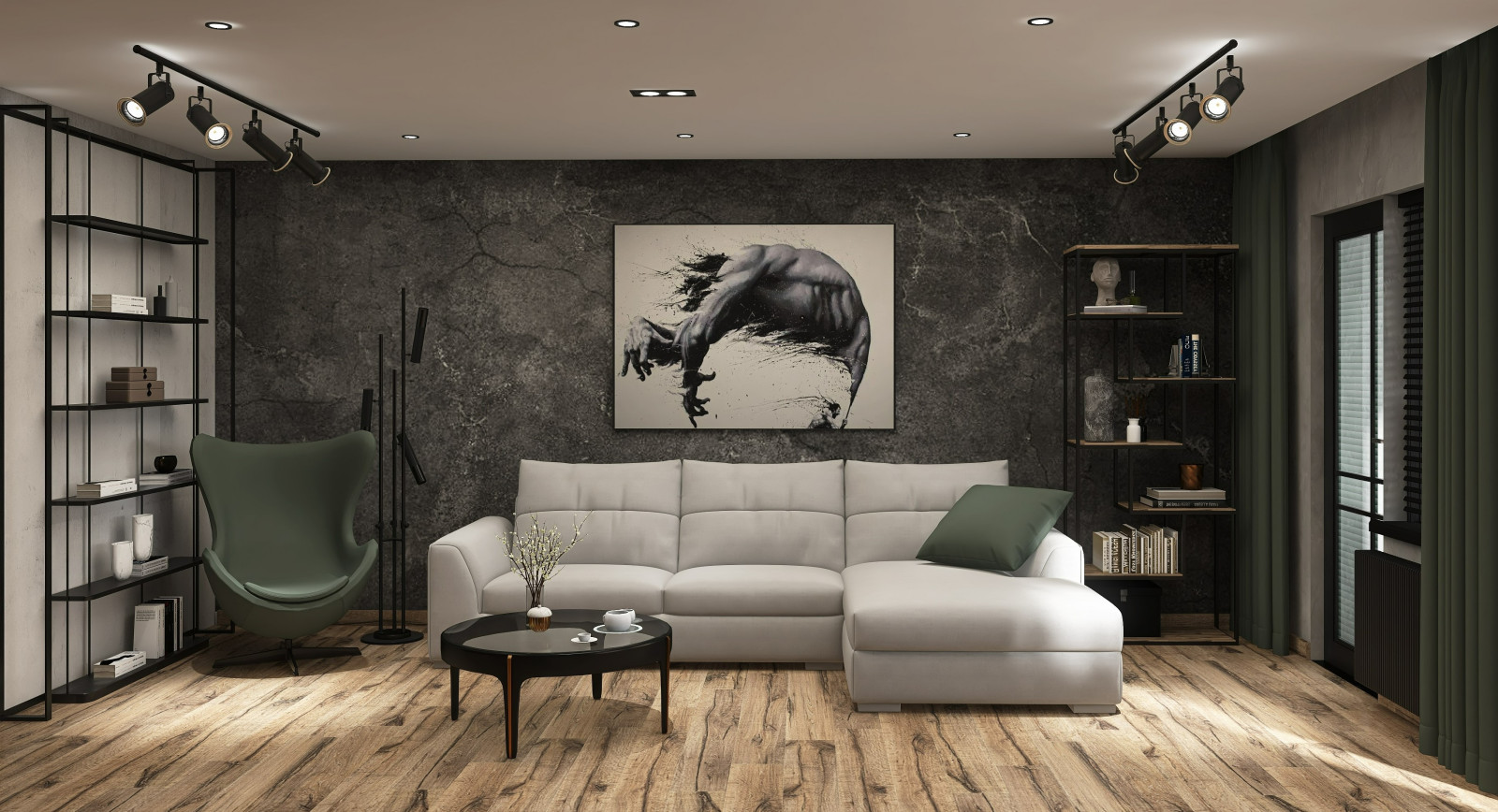 Квартира в стиле лофт с яркими акцентами