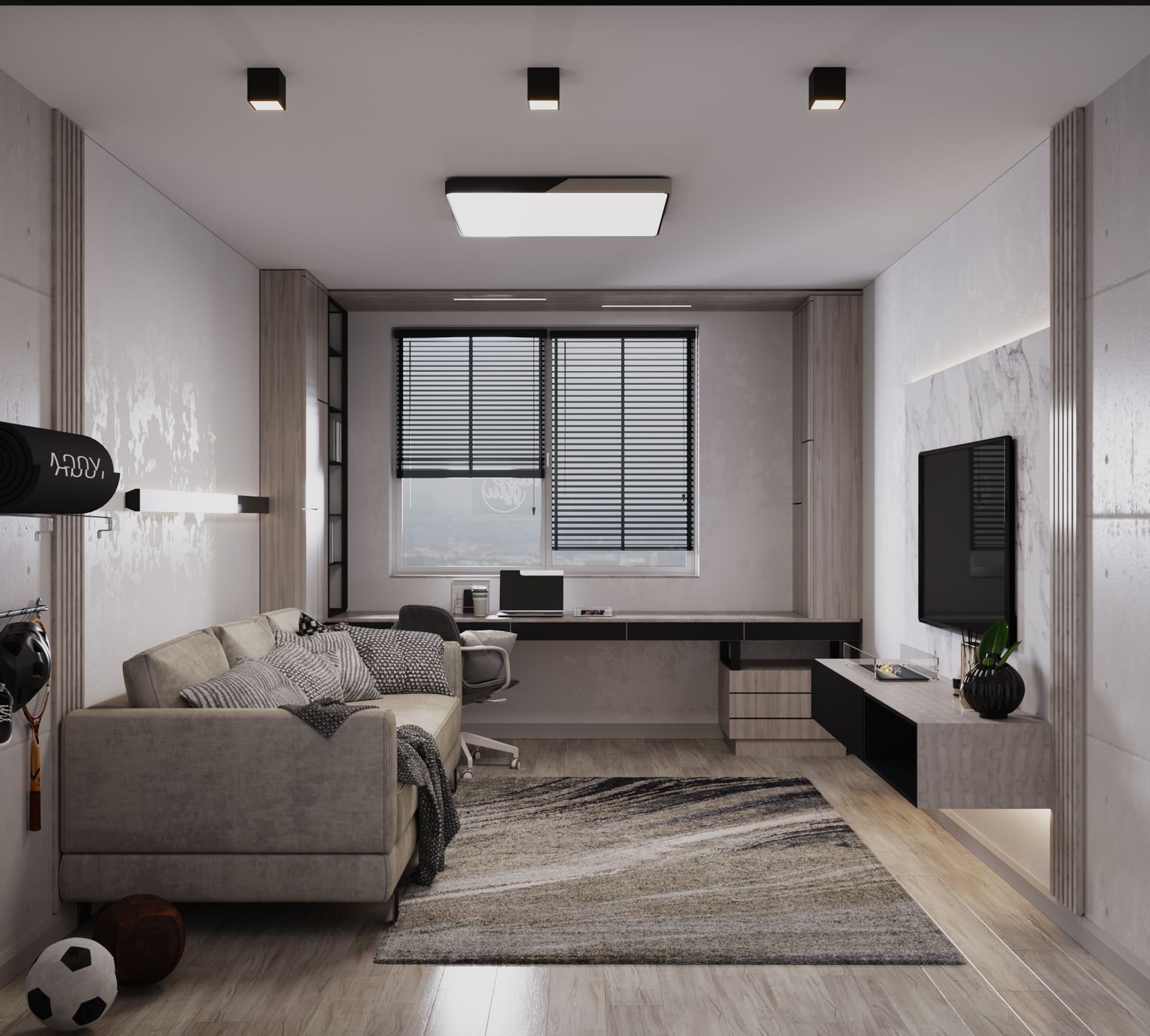 Стильное пространство для холостяка и его любимца