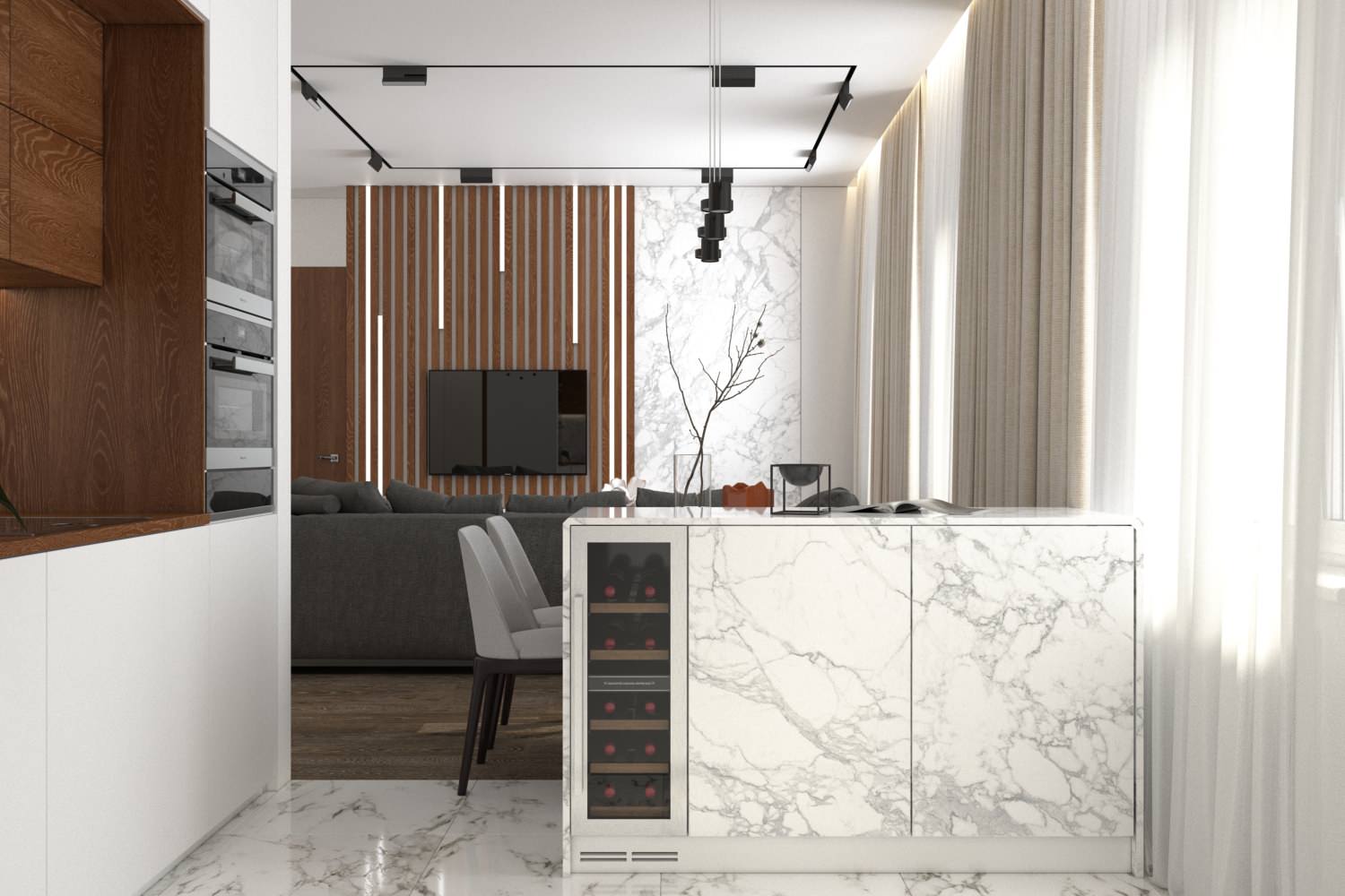 Монохромный с деревом