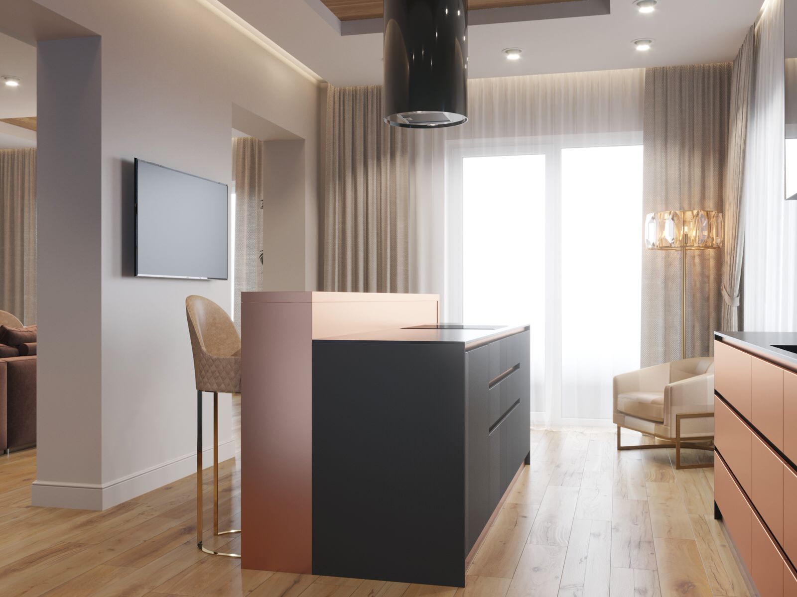 Проектирование кухни с яркими фасадами