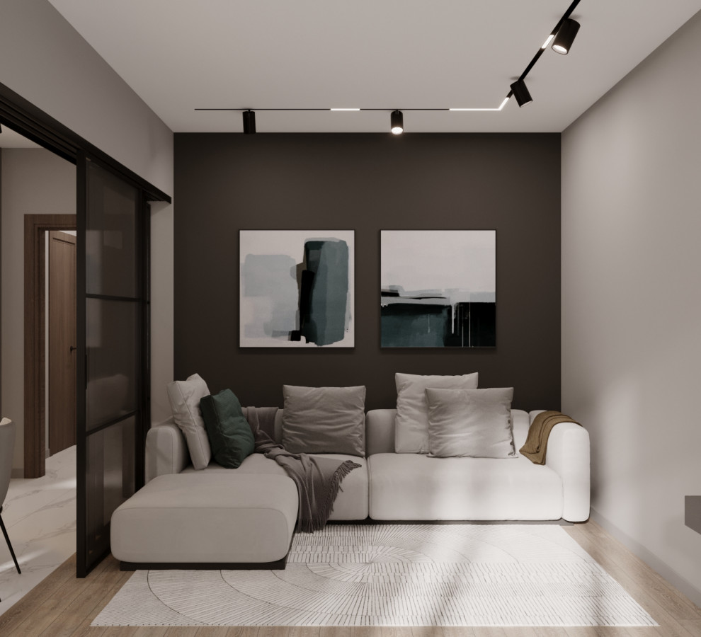 Современный минималистичный дизайн интерьера для молодой пары