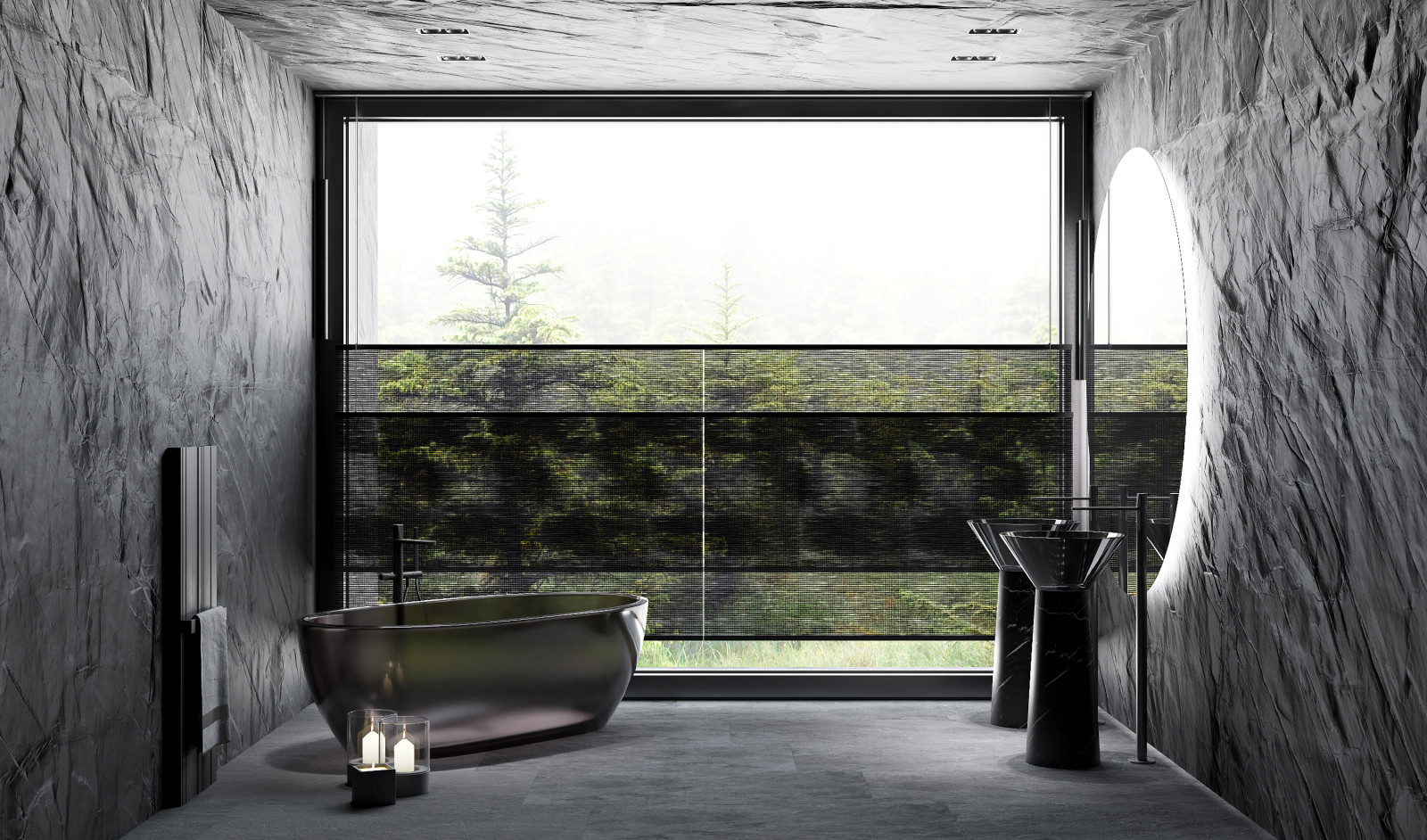 Ванная в черном цвете