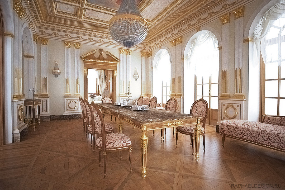 Дизайн проект интерьера загородного дома в неоклассическом стиле