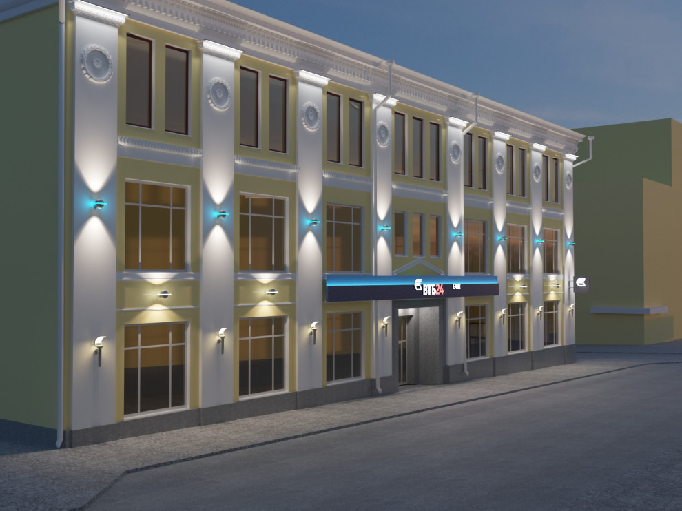 Световое решение фасада банка