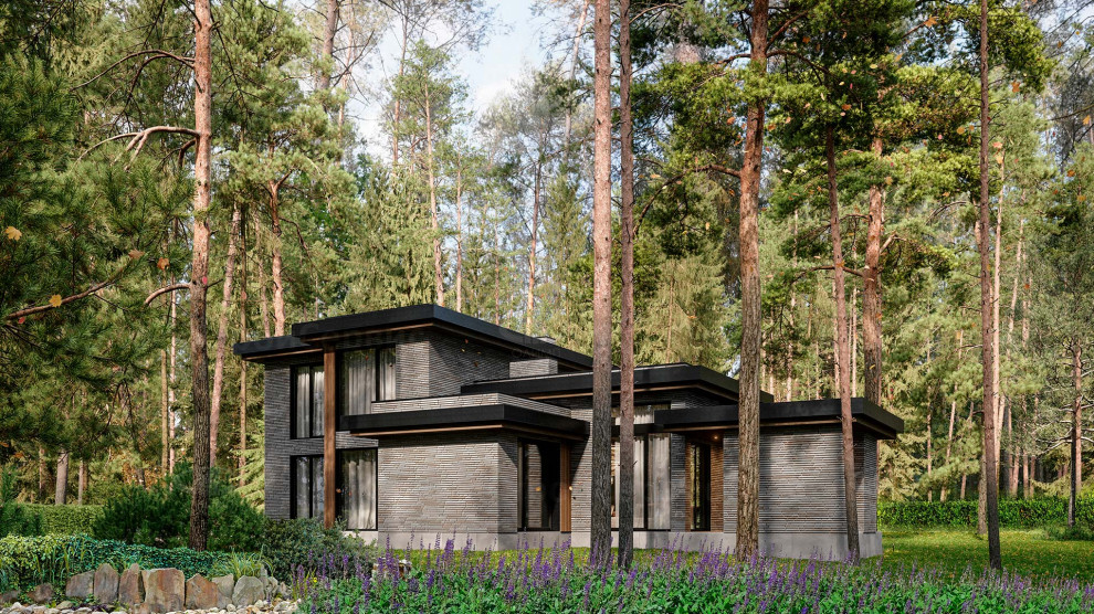 Двухэтажный дом в стиле Хай-Тек «Честер» с барбекю на террасе