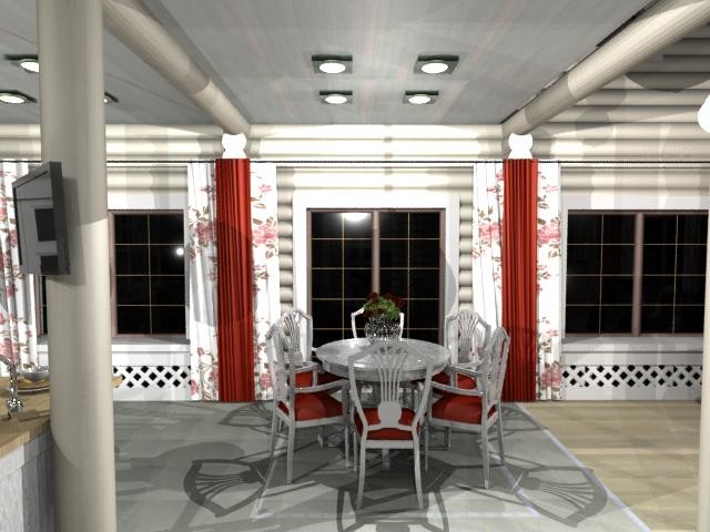 кухня-столовая в доме из бруса