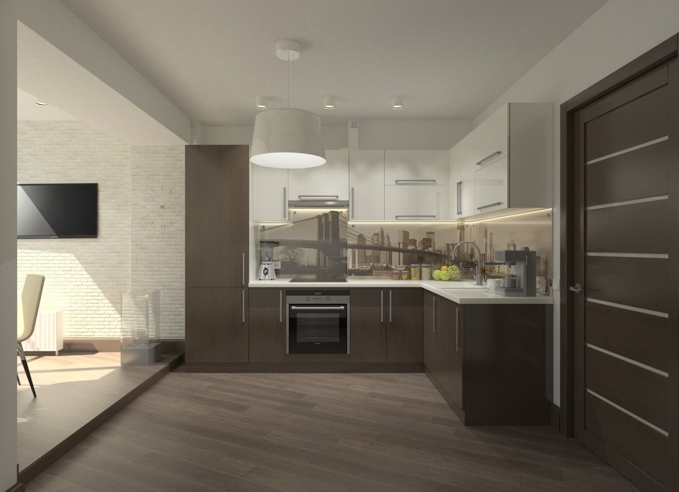 Интерьер кухни, объдиненой с лоджией в ЖК Яблони, г. Красноярск