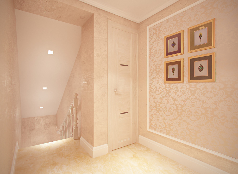 Холл с лестницей в загородном доме, п. Авиатор