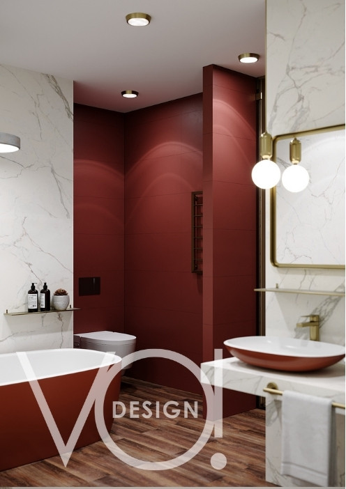 Кухня в современном стиле и гостевой санузел