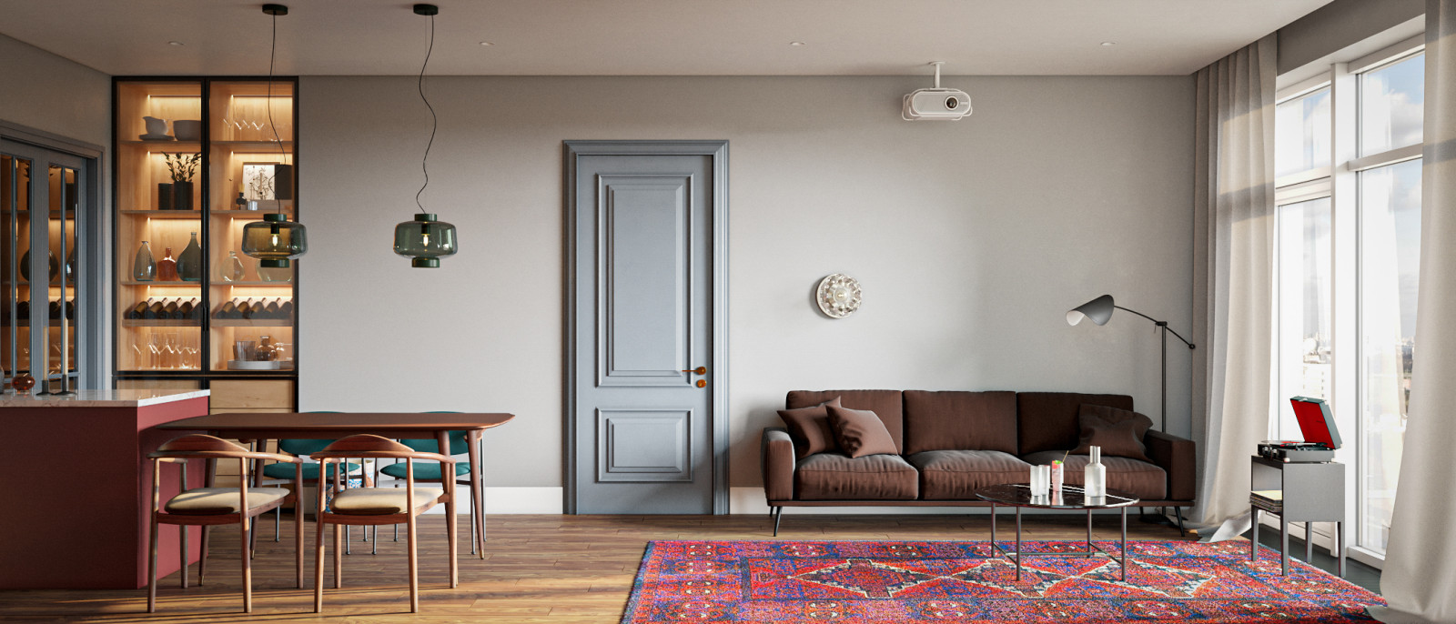 Атмосферная квартира с панорамными окнами