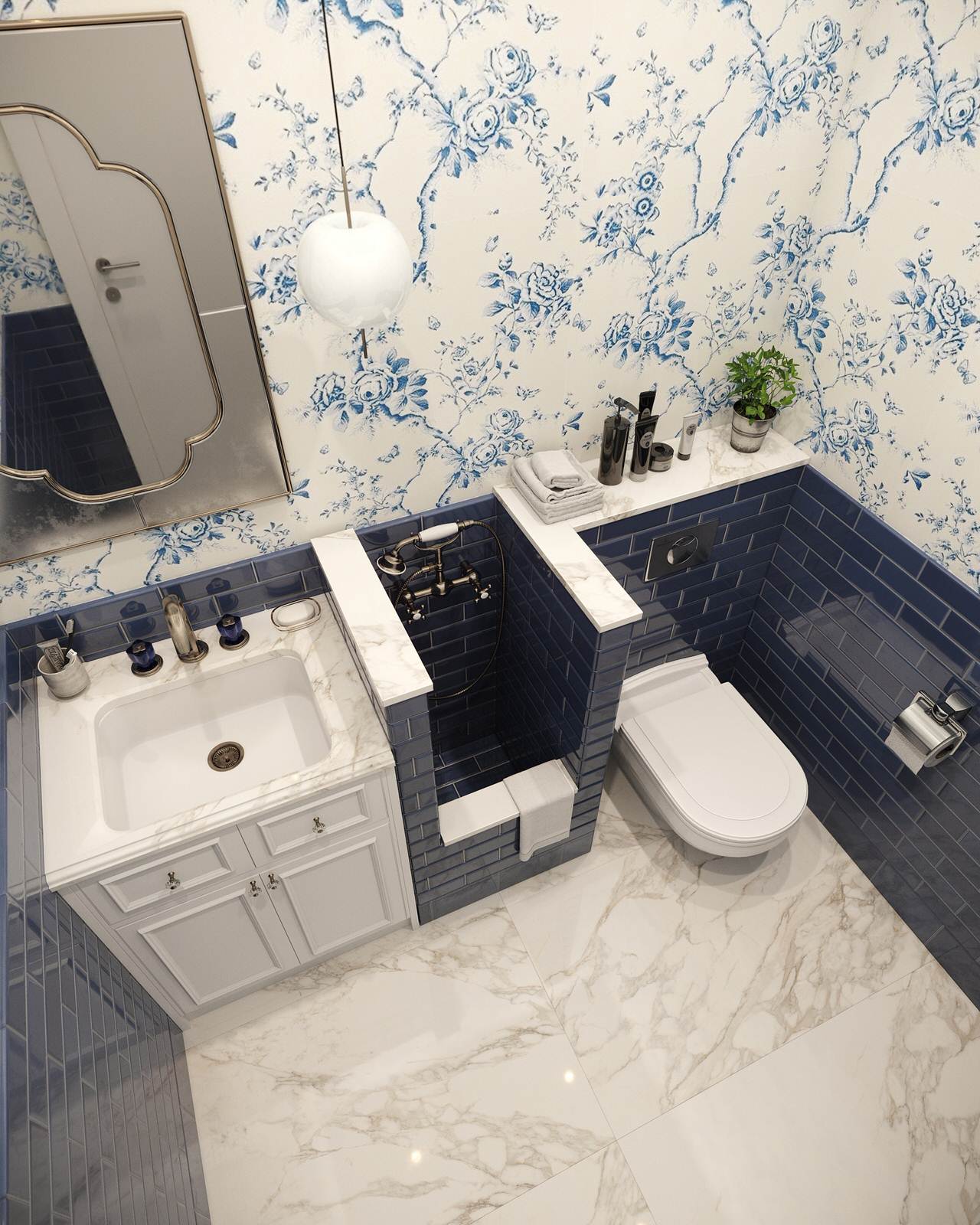 Визуализация санузла с душем для собаки