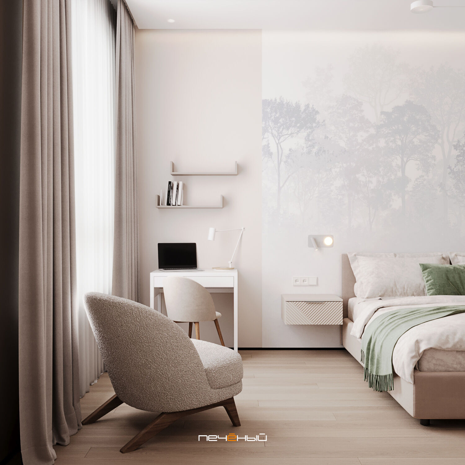 2025 Дизайн 3-комн. квартиры 72 м² в современном стиле, Москва, ЖК Малевич