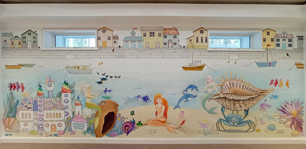 Роспись в интерьере "Приморский городок"