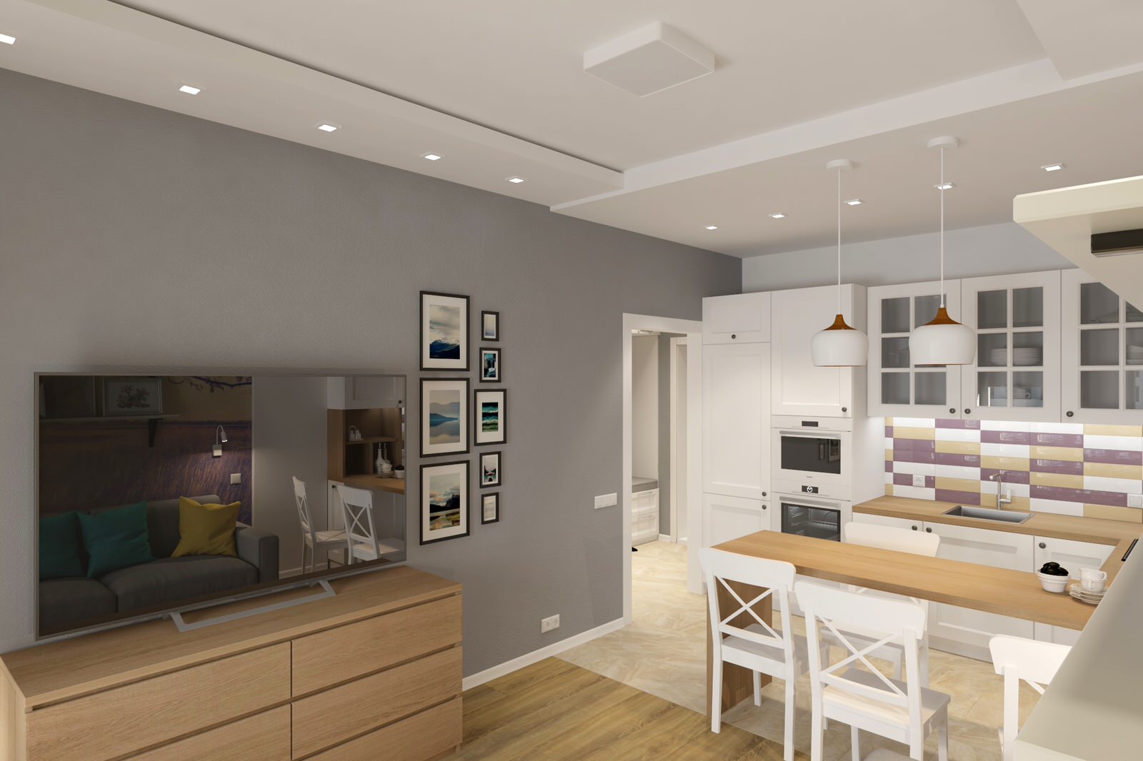 Двухкомнатная квартира в скандинавском стиле 61м2 в ЖК "Гринпарк"