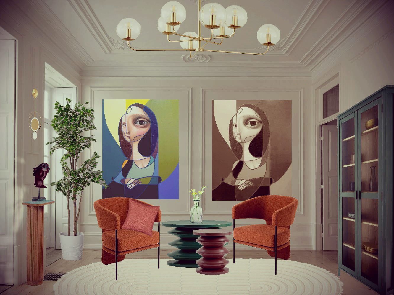 Обложка проекта: Коллаж гостиной загородного дома