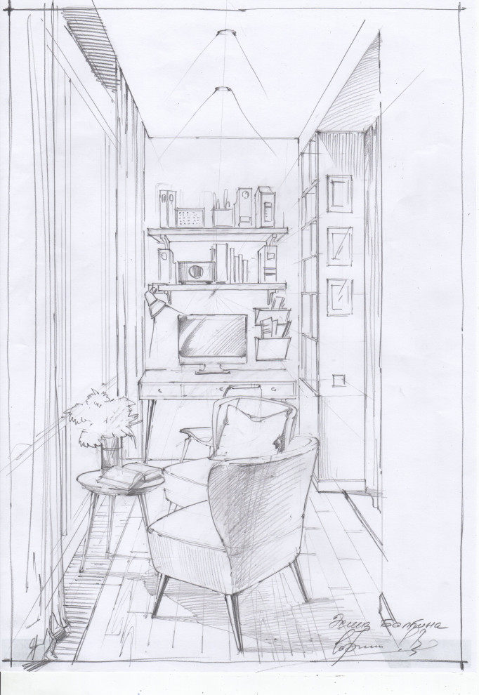 Акварельные эскизы к проекту. Дизайн проект квартиры в современном стиле.