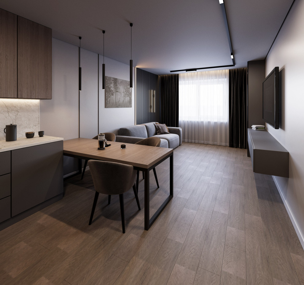 Дизайн "Брутальный серый с добавлением дерева"