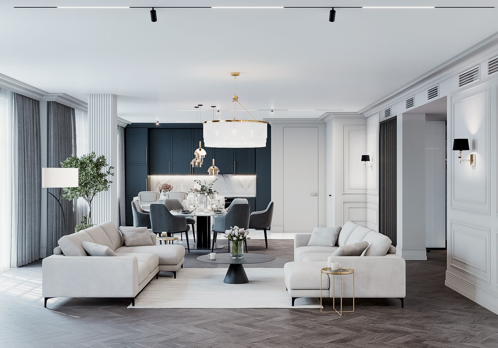 Светлая квартира в стиле неоклассика