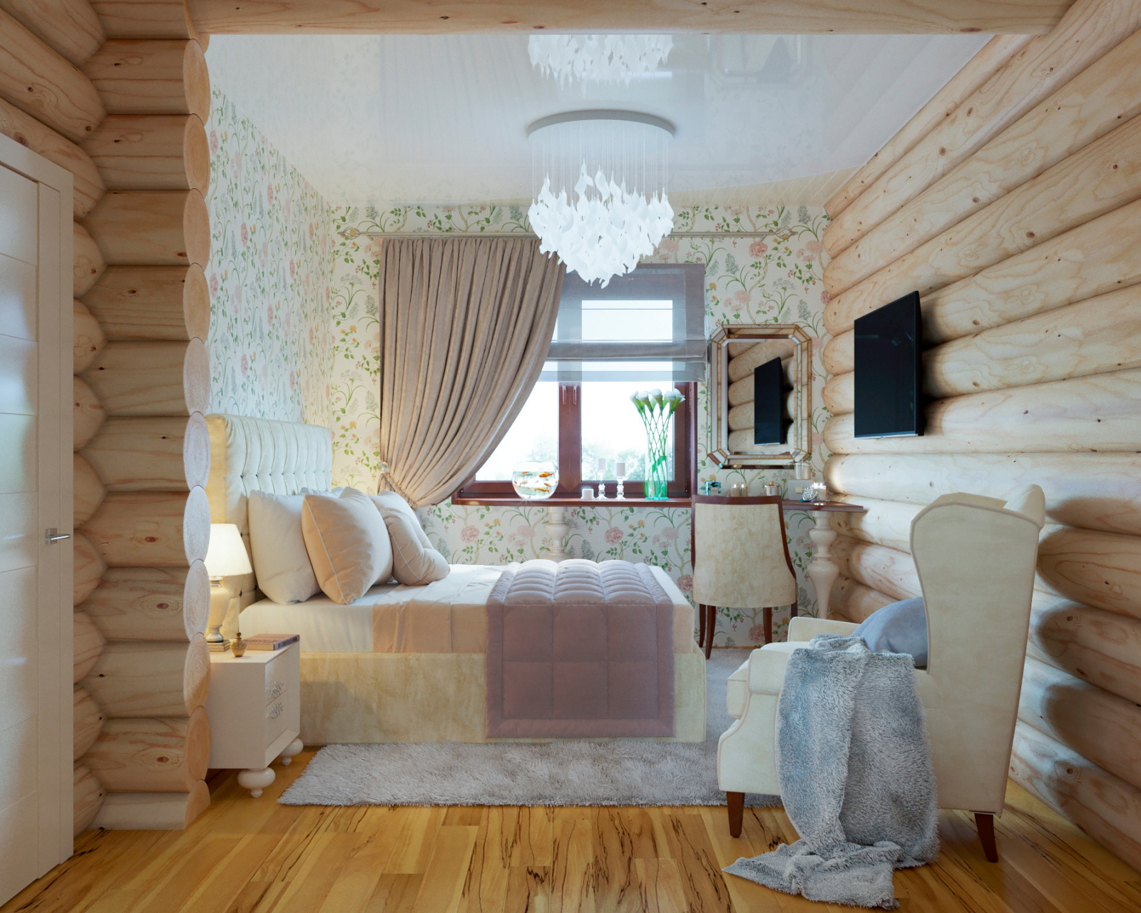 Современный стиль в бревенчатом доме в КП FAMILY CLUB