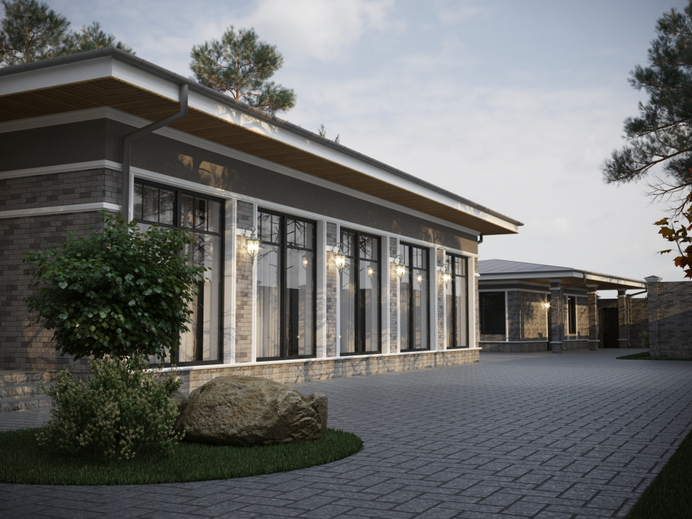 Одноэтажный дом в стиле Райта