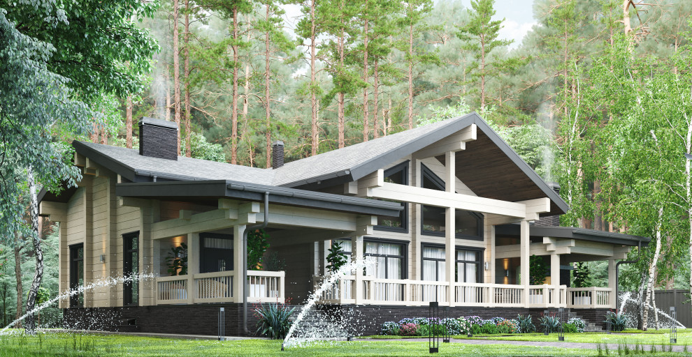 Дом из клееного бруса в лесу