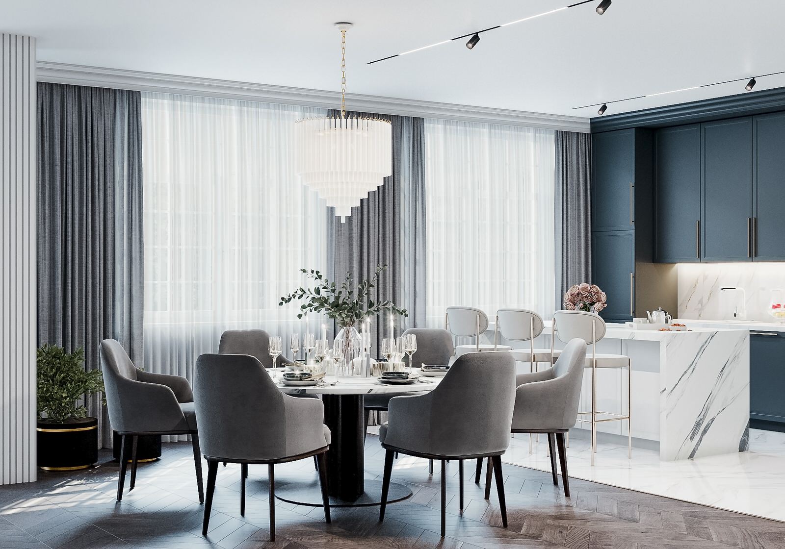 Светлая квартира в стиле неоклассика