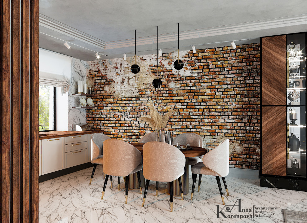 Интерьер гостиной в коттедже Дом с двумя соснами