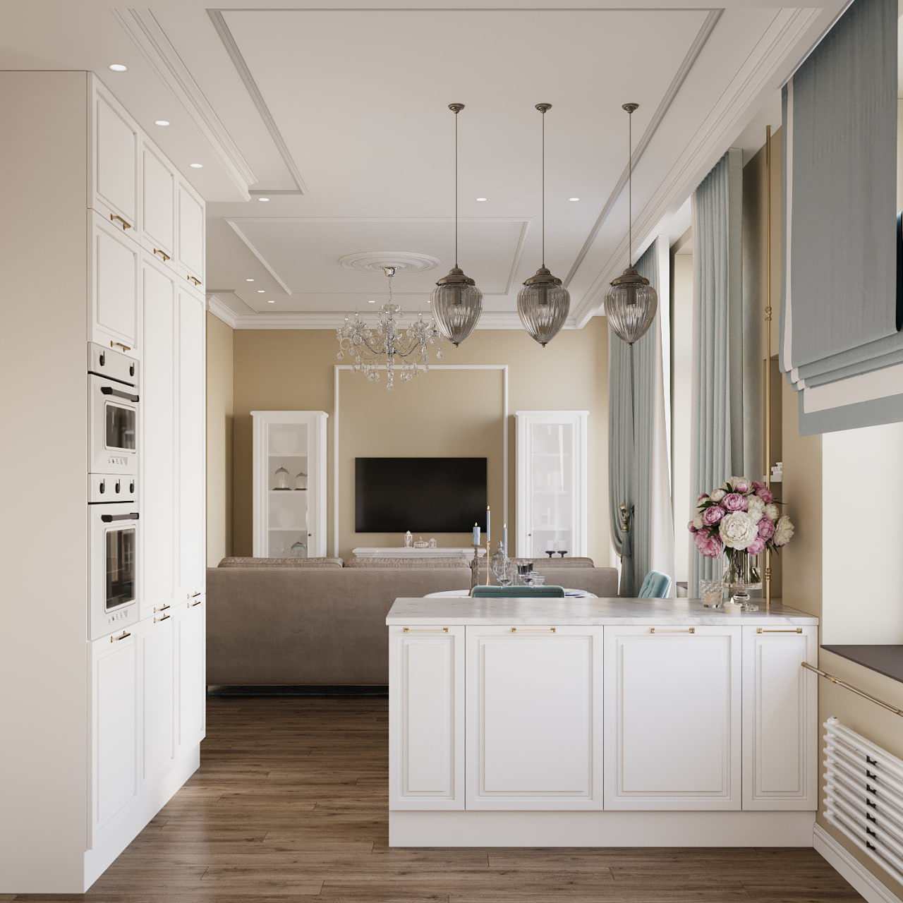 Дизайн-проект квартиры в "Сталинке" в классическом стиле