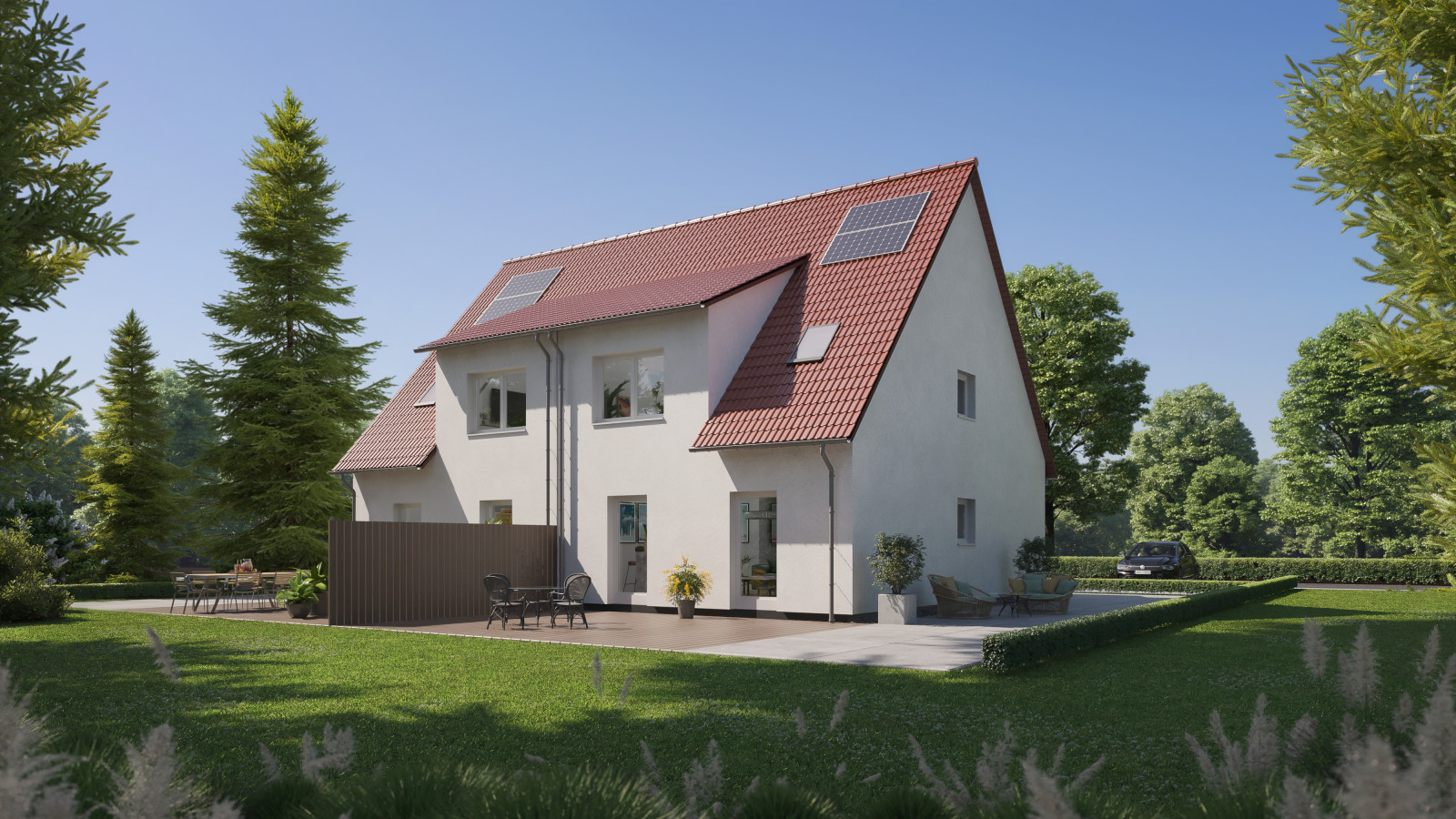 Beispiele architektonischer Renderings eines  Hauses