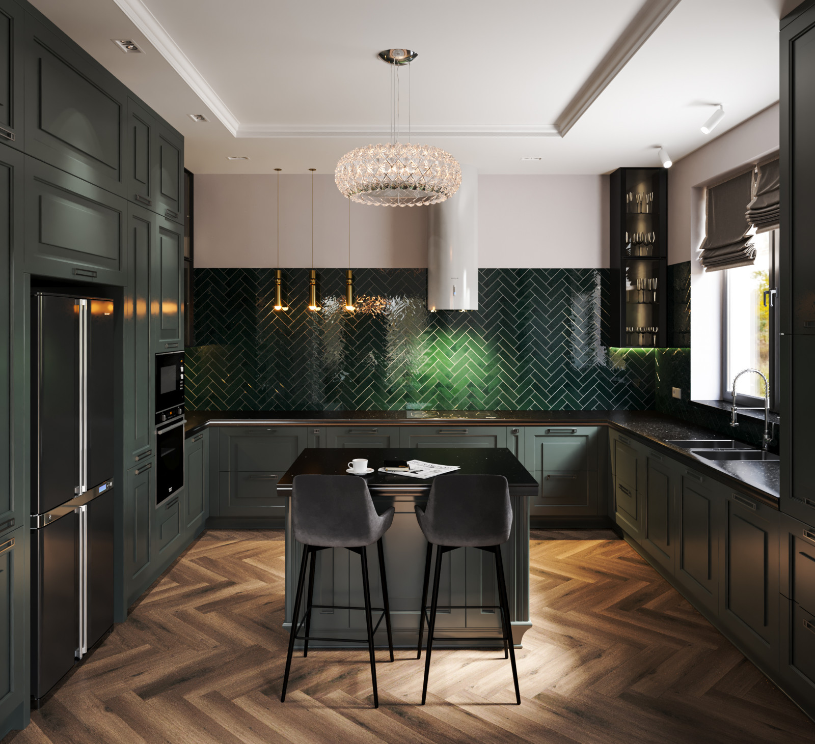 Обложка проекта: кухня в частном доме вариант 2