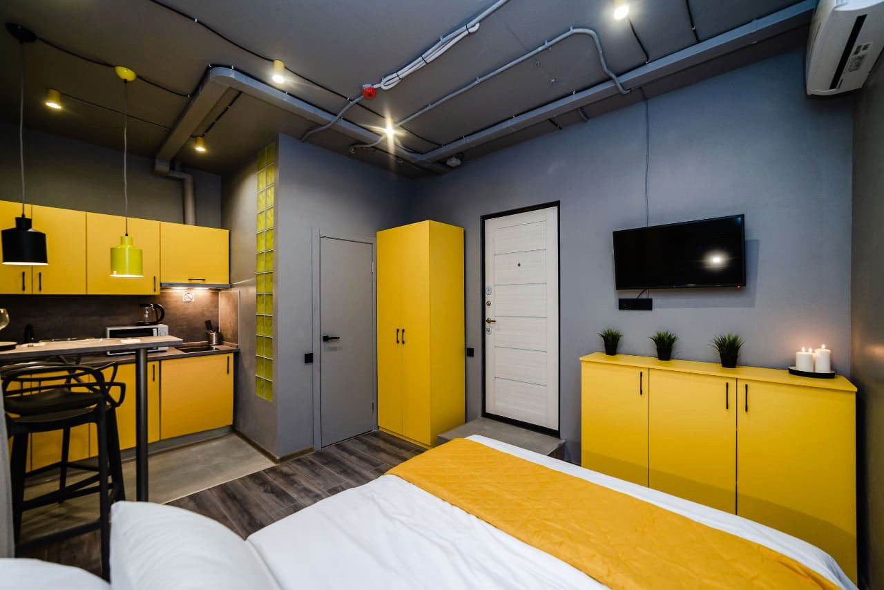 МИНИ Отели ЖК ОТРАЖЕНИЕ желтый + серый