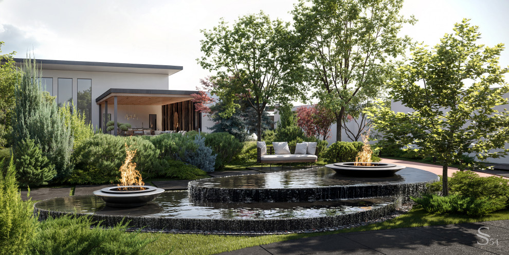 Обложка проекта: Ландшафтный проект загородного дома в элитном коттеджном поселке Княжье Озеро