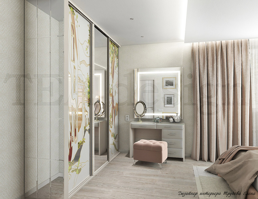 Спальня в бежево-розовых тонах