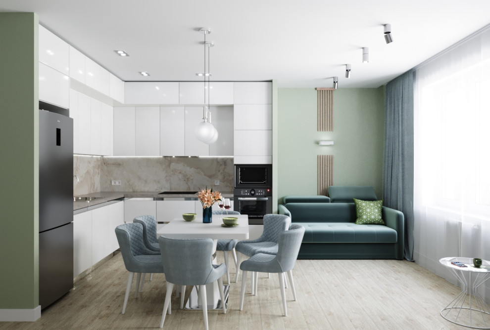 Эко минимализм в трёхкомнатной ЖК Маршал Град