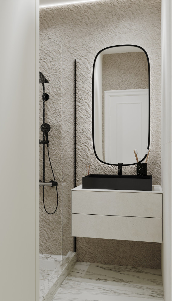 Душевая в однокомнатной квартире в ЖК "FoRest"