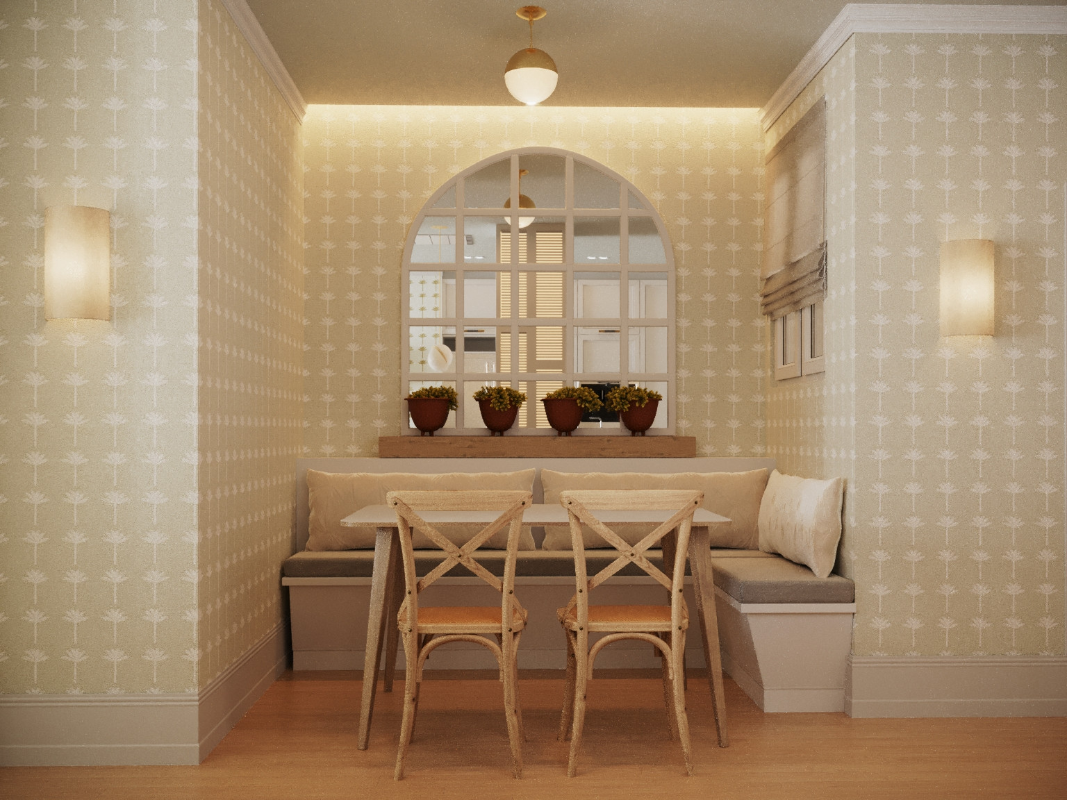 До и после: Кухня с деревом посреди острова