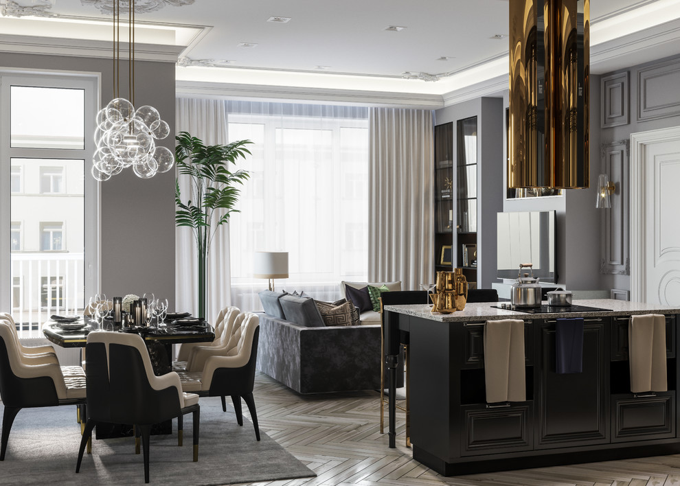 Дизайн проект элитной квартиры в Москве Grey&Gold