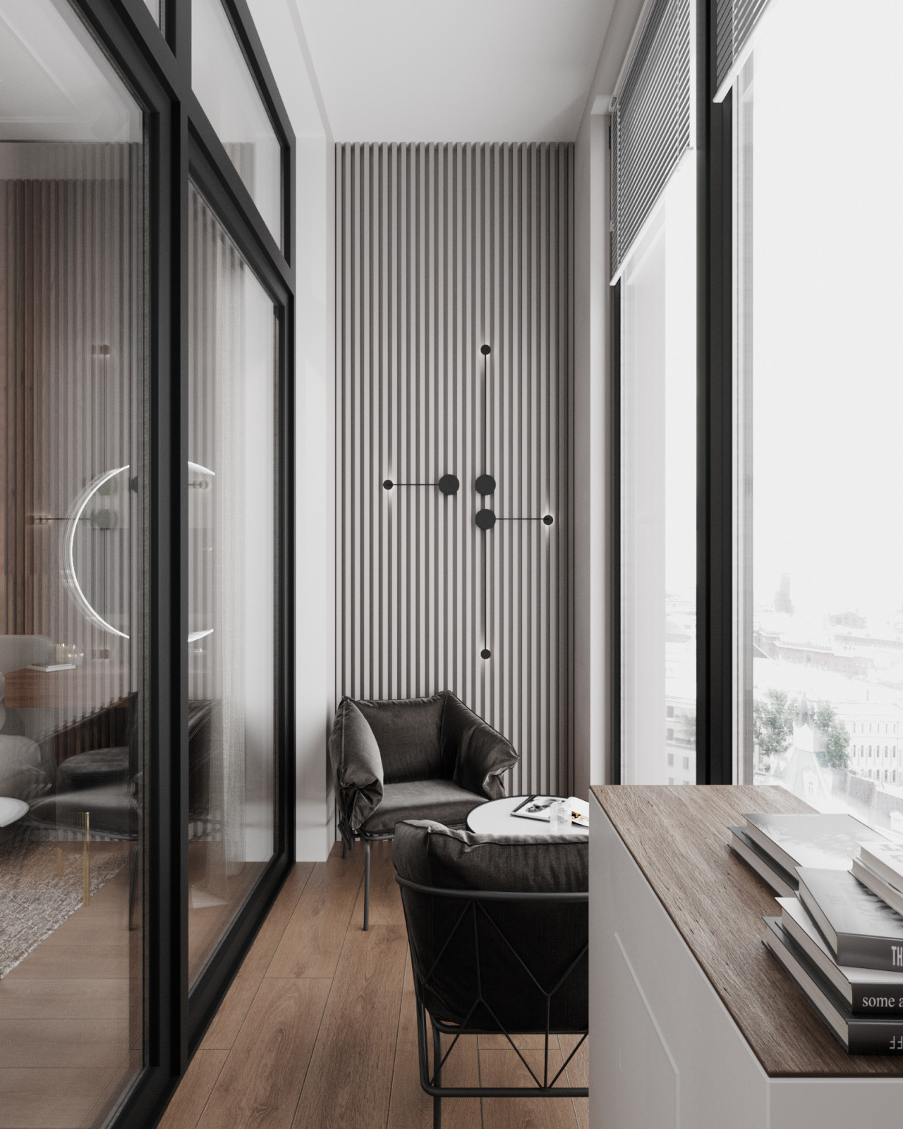 Дизайн спальни с изумрудным цветом и гардеробной комнаты