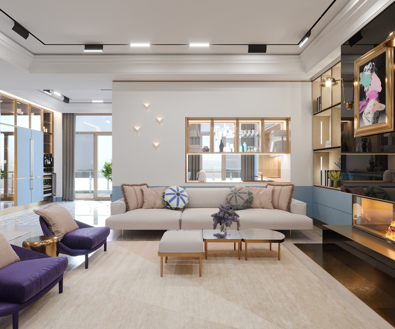 Гостиная. Таунхаус в ЖК "Парк Авеню"