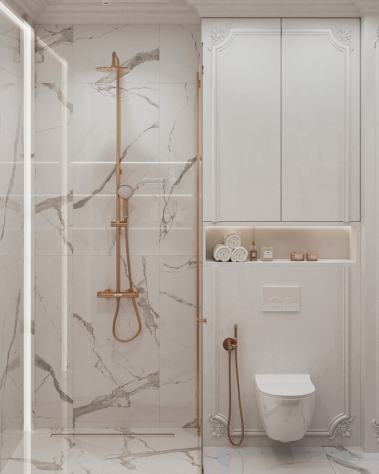 Стильный интерьер с элементами ар-деко в ЖК Петровский квартал на воде - 99 м2