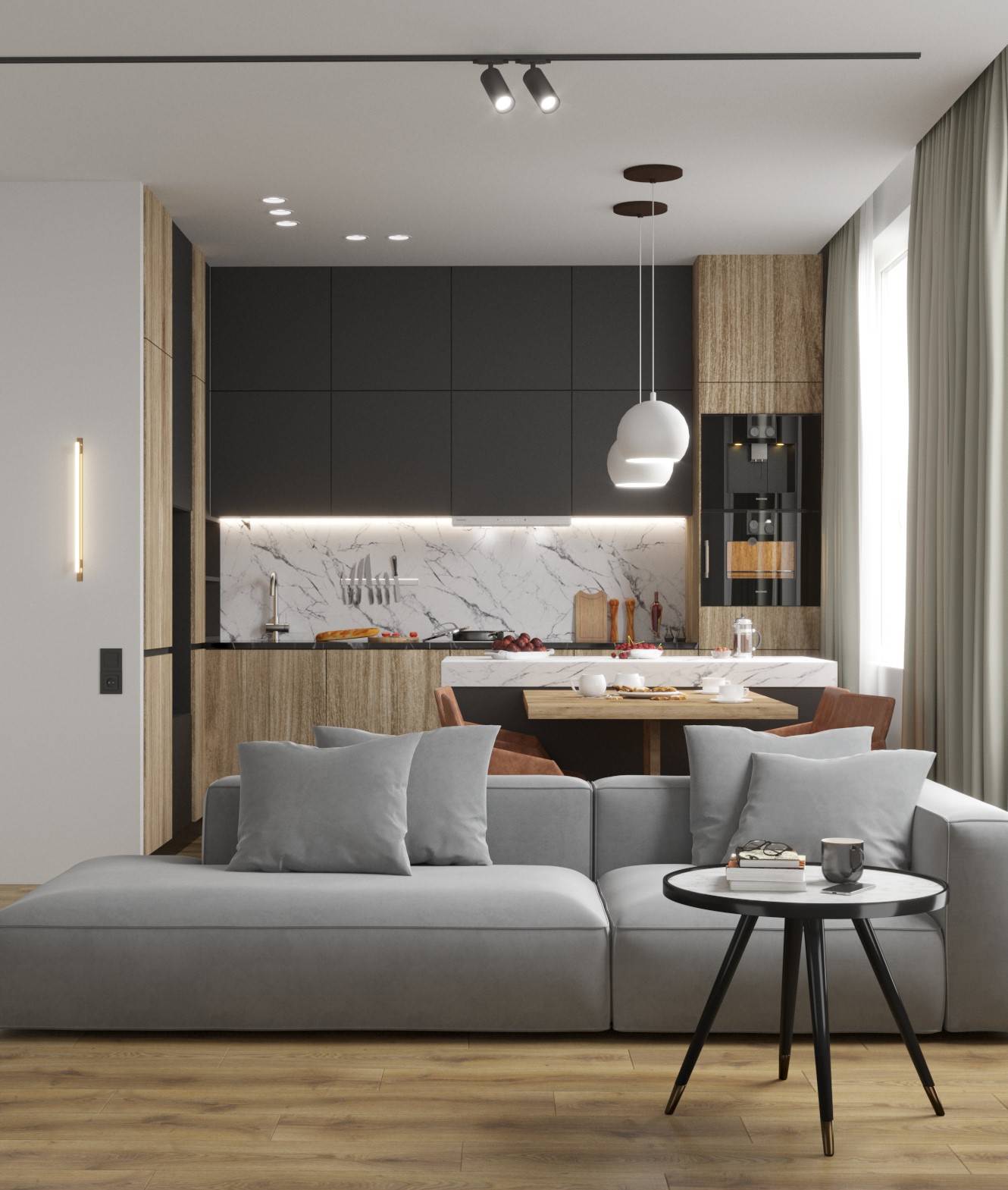 Обложка проекта: The kitchen-living room