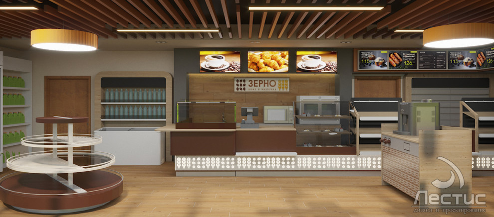Дизайн интерьера  магазина заправочной станции сети РосНефть
