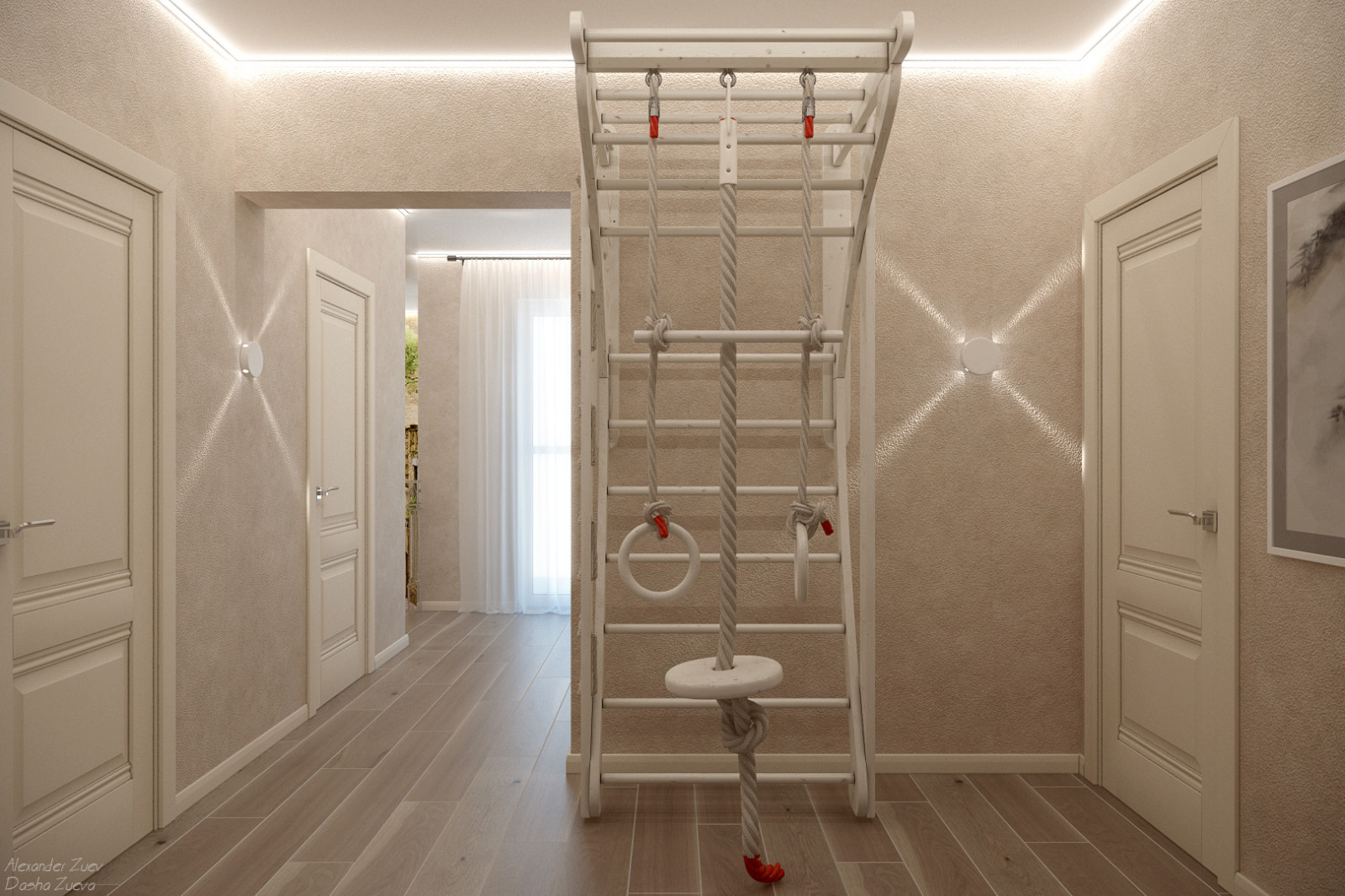 Дизайн лестницы и коридора в таунхаусе, ЖК "Немецкая деревня", г. Краснодар