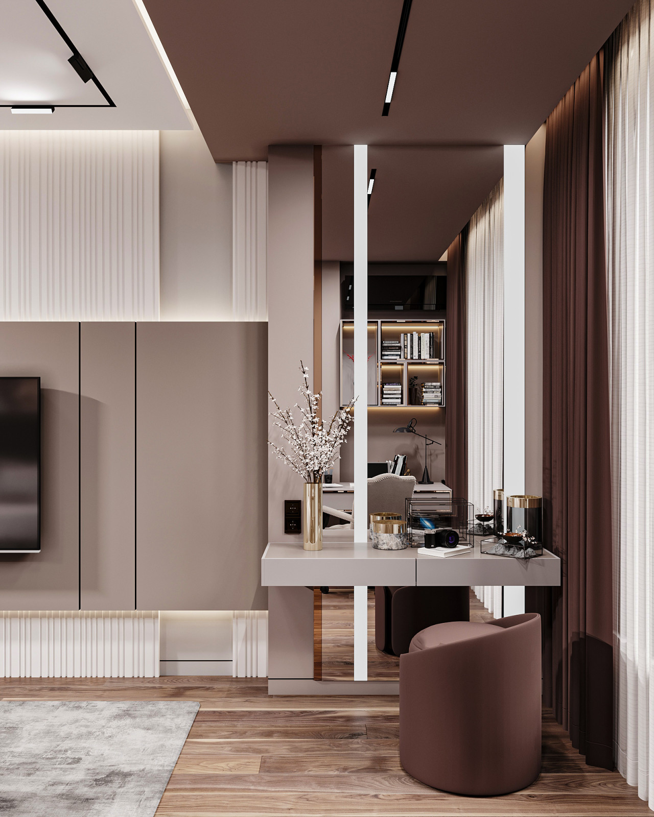 спальня с рабочим местом