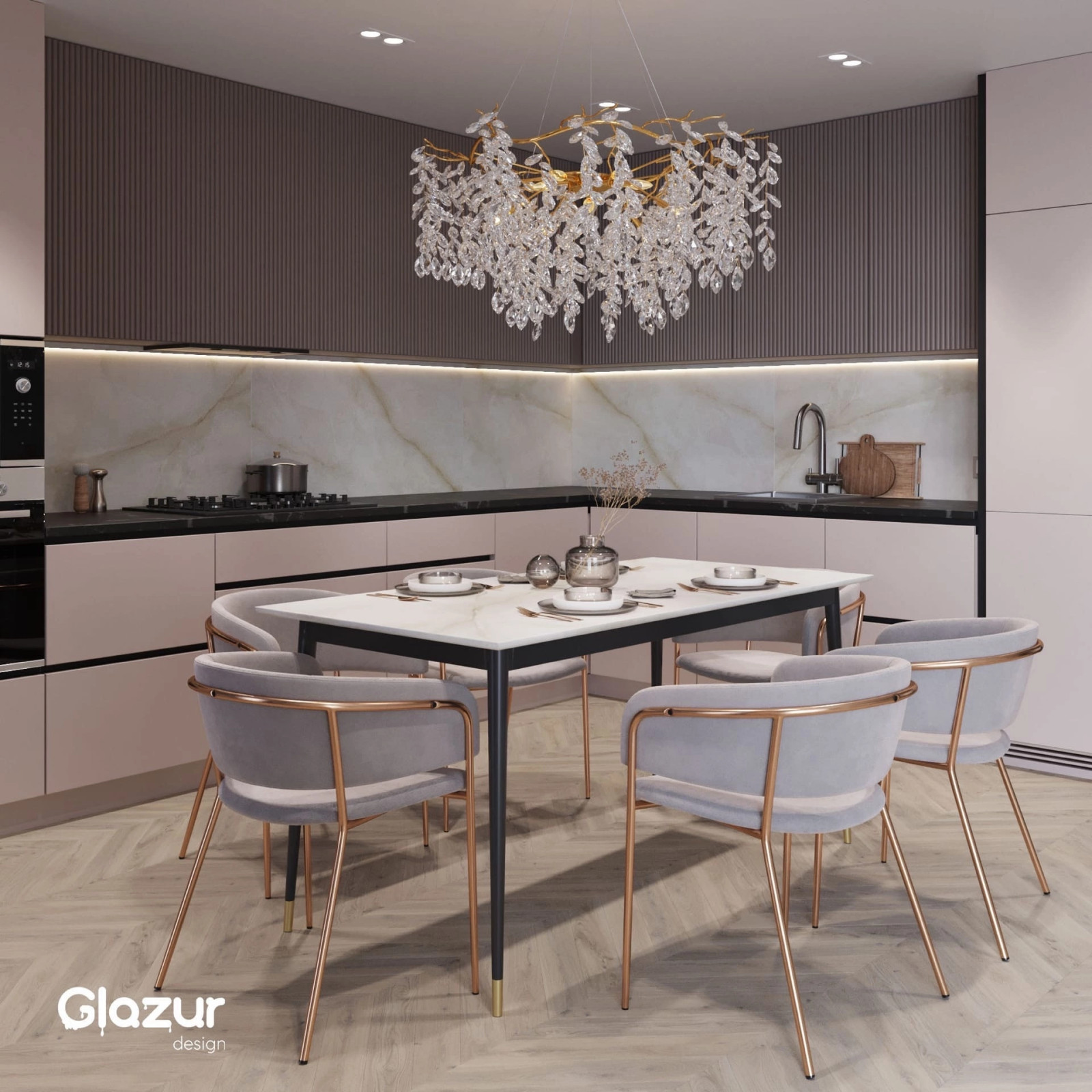 Визуализация квартиры в ЖК «Приоритет»  Часть 2. Кухня-гостиная  Площадь: 34м2